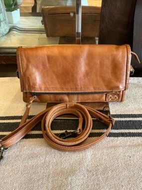 Bed Stu Leather Amina Crossbody Handbag Clutch Wallet Tan Rustic MSRP $185